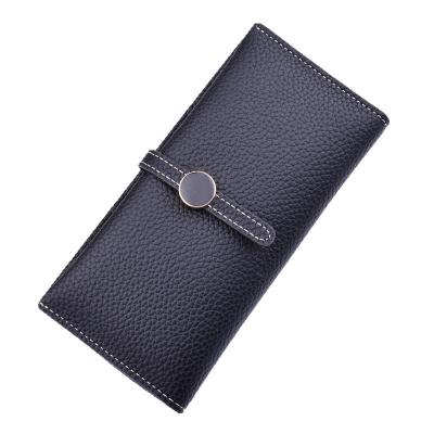 China Women PU Leather Money Clip Wallet Durable Hardware Buckle With Polyester Lining Material for sale