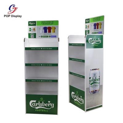 China Professional High End Supermarket Store Custom 4 Tier Cardboard Advertising Floor POP UP Display Stand Product Display Rack For Beer for sale