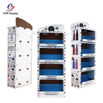 China Wholesale Supermarket and Store Product Promotion Display New Design Advertising Cardboard Retail Display Stand Corrugated to Cardboard Paper Display for Bottle Cup in Supermarket for sale