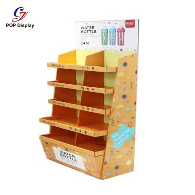 China Suppermarket Customized Advertising Display Corrugated Cardboard Rack For Water Bottle Display Rack Cardboard Fashion Display Stand Paper for sale