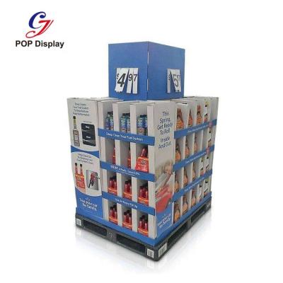 China New Design Supermarket Display Stand Cardboard Box Standing Paper Stacked Pallet Racks Supermarket Christmas Black Friday Advertising for sale