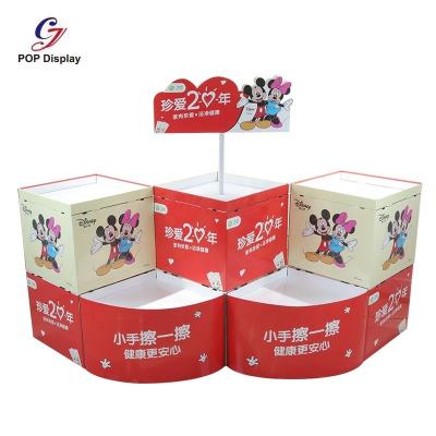 China Fashional Factory Price Custom Paper Storage Compartments Storage Cardboard POP Retail Display Stand Cardboard Floor Display Boxes For Cloth for sale