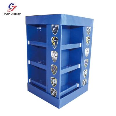 China Customized Double Sided Paper Pallet Display Unit Double Sided Advertising POP Display Supermarket Shelf Cardboard Rack For Toys In Walmart for sale