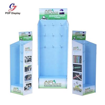 China Customizable Single Sided Supermarket Cardboard Display With Peg Hooks Paperboard Floor Display Stand For Products for sale