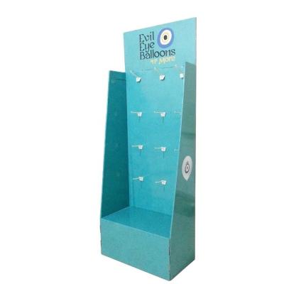 China Eco-friendly cardboard retail floor display stand with hooks hanging display for corrugated headphone advertising display floor rack at store for sale