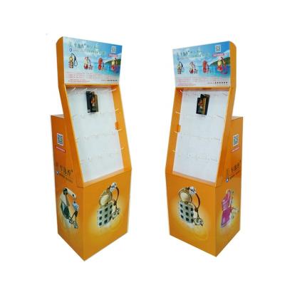 China Custom Eco-friendly Logo Printing Paper Corrugated Cardboard Hook Display Stand With Peg Hooks For Cell Phone Accessories Hanging for sale