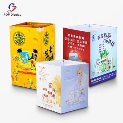 China Supermarket and shop proudct promotion display Foshan China supplier custom POP cardboard retail trash can for chocolate promotion shop trash cans candy trash can display for sale