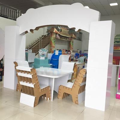 China Dinner Market Advertising Cardboard Furniture With Table And Chair Furniture Friendly Material Corrugated Paper Furniture With Colors for sale