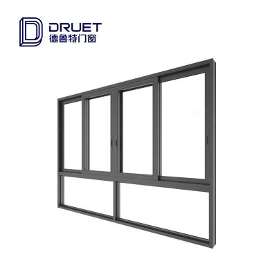 China Hot Sale Aluminum Folding Screen Sliding Tempered Double Eyed Windows Slide Windows Energy Efficient Design for sale