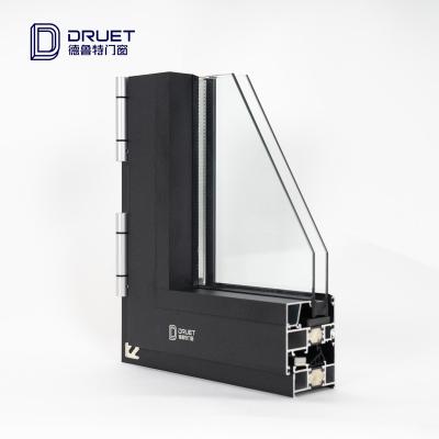 China Swing DRUET 66 Thermal Break Aluminum Double Glazed Triple Glazed Windows Insulated Window for sale