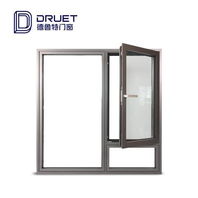 China Thermal Break Windproof Folding &Turn Triple Tilt Tempered Glass Casement Glass & Turn Aluminum Windows for sale