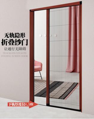 China Anti-missile Mosquito Folding Mosquito Trackless Screen Door Sliding Fly Screen Door Pleated Insect Screen Door for sale