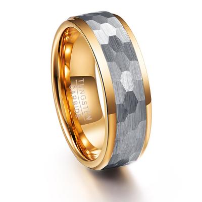 China CLASSIC 6mm 8mm Hammered Tungsten Rings for Men Women Fashion Engagement Wedding Bands Pipe Cut Matte Finish Comfort Fit for sale