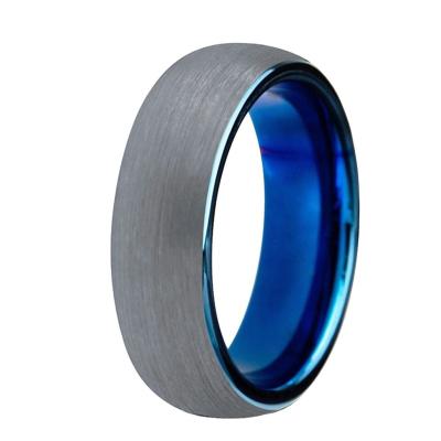 China CLASSIC Best selling light blue rings 8mm tungsten carbide blue wedding ring personalized rings for sale