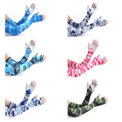 China Fashion Antibacterial Non-slip Half-finger Sunscreen Sleeves High Elastic Quick-drying Outdoor Fishing Sleeve Recycling Gloves Long for sale