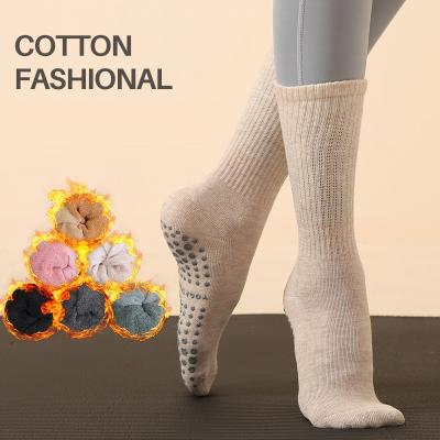 China 2022 Breathable Fashion Solid Cheap Pilates Fitness Booties Long Anti Slip Sports Dance Yoga Socks For Women for sale