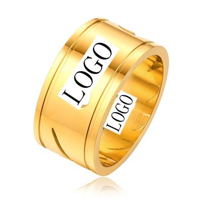 China New Stainless Steel Style Ins Style Wide Ring Openwork Hook Ring Hip Hop Hip Hop Personality Sport for sale