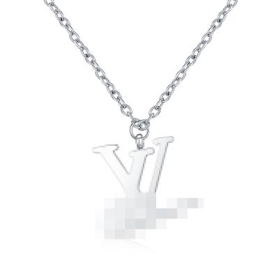 China Trendy Simple Sweater Pendant Chain Necklace Stainless Steel Letter L&V Designer Jewelry for sale