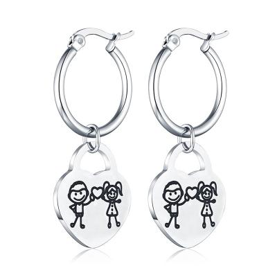 China Other Stainless Steel Fashion Earrings Fashion Style Personality Pattern Korean Earrings Around Dangling Titanium Steel Earrings for sale