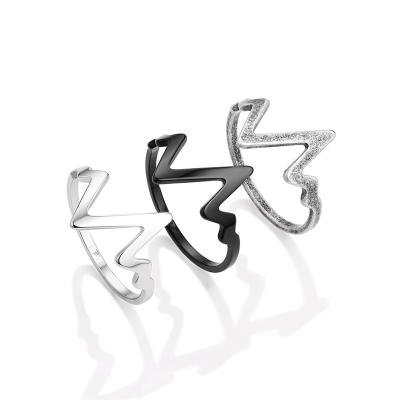 China Simple Fashionable Titanium Ring Wholesale Korean Fashion Heartbeat Index Finger Cold Wind Lightning Steel Spot for sale