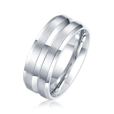 China Dark Steel Couple Ring Trend Groove Circle Punk Titanium Steel Men And Women Pair Ring Spot for sale