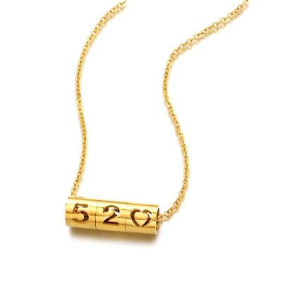 China 2021 New CLASSIC China Design Fashion Numbers Necklace Women Simple Design Pendant Stainless Steel Chain for sale