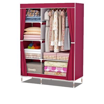 China Factory Direct Non-woven Fabric Cloth Wardrobe Cabinet Metal Frame Folding Wardrobe Adjustable (Size) For Bedroom for sale