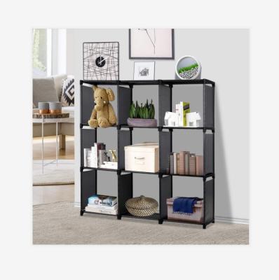 China Modular Stocked 9 Cube Storage Shelves Storage Rack Organizer Rack Black for sale