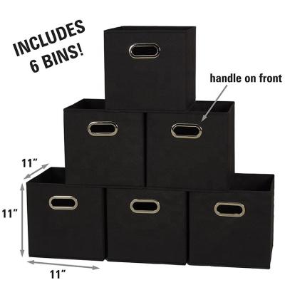 China Stocked Set of 6 Cubby Cubes with Handles Black Bases Household Collapsible Fabric Storage Bins for sale