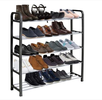 China Durable Shoe Organizer (Size) 5 Tier Adjustable Free Standing Metal Shoe Rack for sale