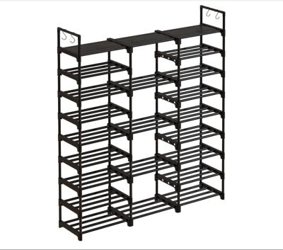 China (Size) Adjustable 9 Layer Three-Column Shoe Rack 50-55 Pair Shoe Tower Unit Shelf For Home Use for sale