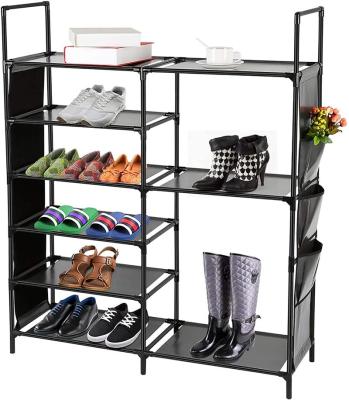 China Portable Shoe Tower Closet Boot Organizer (Size) 6-Tier Shoe Rack Non-Woven Fabric Adjustable Shoe Storage Organizer for sale