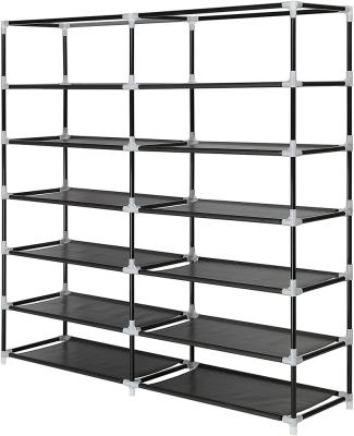 China (Size) DIY Adjustable Portable Folding Non Woven Cloth Fabric Shoe Rack Storage Organizer Single Steel Frame for sale