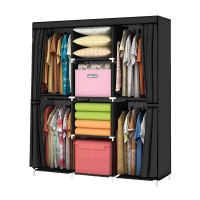 China Adjustable (Size) Fancy Folding Portable Cloth Wardrobe with Metal Tubes Clothes Storage Wardrobe for sale