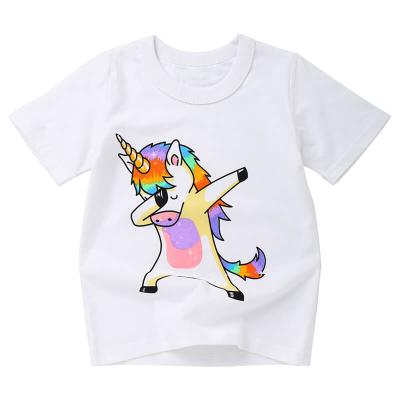 China Cute Unicorn Short-Sleeve Cotton Boutique Unisex Cartoon Summer Fashionable QUICK DRY Kids Clothes Daily Use T-shirts Boy Girls Stitch Tops for sale