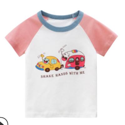 China Best-selling anti-shrink baby simple style with contrast color tee shirt cartoon water print base boutique for spring for sale