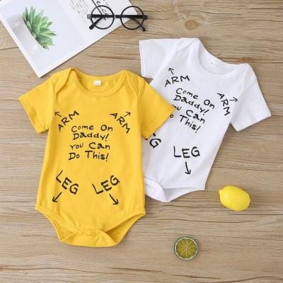 China 2021 Sleeeves Cotton Short Sleeve Jumpsuit Onesie Loose Spring Letter Pattern Printed Jumpsuit Triangle Newborn Romper For Baby Boy Girl for sale