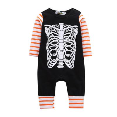 China Infant Longsleeve Cotton Jumpsuit Girl Stripe Jumpsuit Halloween Onesie Skull Printed Neutral Baby Romper for sale