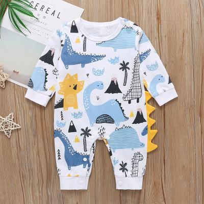 China Organic Longsleeve Brandless Dinosaur Baby Boy Pajamas Onesie Cartoon Jumper Romper Cute Newborn Infant Long Sleeve Jumpsuit for sale