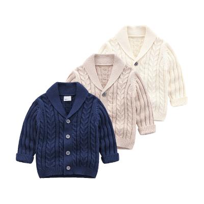 China 100% Jacquard Button Design Cozy Anti-Shrink Cute Kids Knitted Cardigan Boy Sweater Winter Baby Boy Sweater for sale