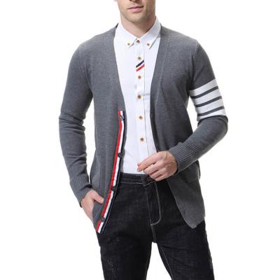 China Anti-wrinkle custom knitted casual men's long sleeve V-neck button sweater cardigan with pocket for sale