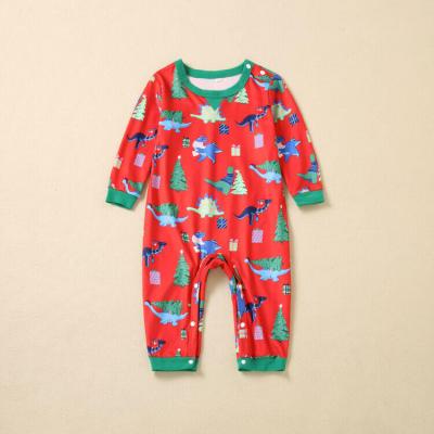 China New Thermal Fashion Organic Printing Red Pajamas Long Sleeve Parent-child Matching Pj's Merry Christmas Pajamas Family Set Dinosaur for sale