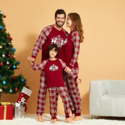 China 2021 Casual Thermal Cargo Sleepwear Parent-child Suit Cotton Nightgowns Family Matching Family Set Christmas Winter Pajamas for sale