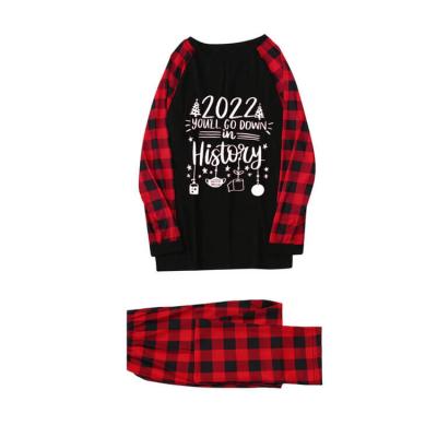 China Red and Black Pajamas Christmas Nightwears Breathable 2022 Holiday Plaid Matching Jammies Print Pajamas Merry Christmas Pajamas Set for Family for sale