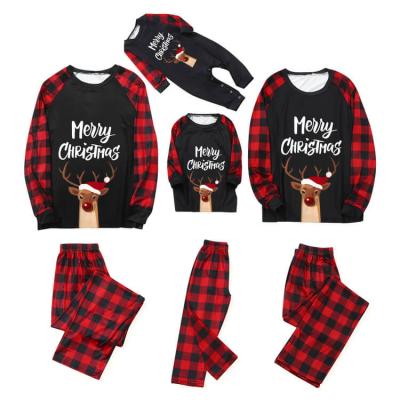 China 2021 Breathable Cotton Kids Pajamas Adult Reindeer Matching Jammies 2 Piece Pajamas Set Clothes Merry Christmas Print Pajamas For Family for sale