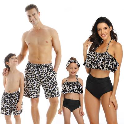 China 2020 Hot New Style Teen Girls Waist Breathable Bikini Top Sets 2 Piece Swimwear Halter Leopard Print Family Matching Swimsuits for sale