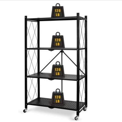 China Viable foldable metal kitchen bury estante cocina RAF rak dapur foldable 5 layer metal foldable rack storage shelves for sale