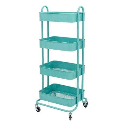 China Storage 4 tier rolling cart with wheels troly rolling cart carritos pink metal for sale