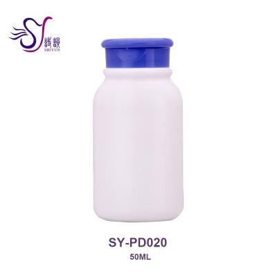 China Personal Care 50ml PE Body Care Powder Oval Talcum Bottle Packaging for sale