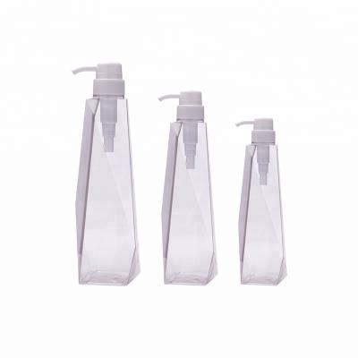 China Dimensional Personal Care 600ml 480ml 320ml Plastic PET Special Design Polygon Shape Body Care Liquid / Bottle B230 Oil Lotion for sale